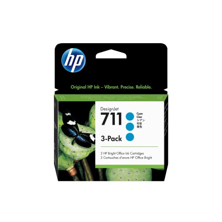 HP Ink Cyan No711 3-Pack